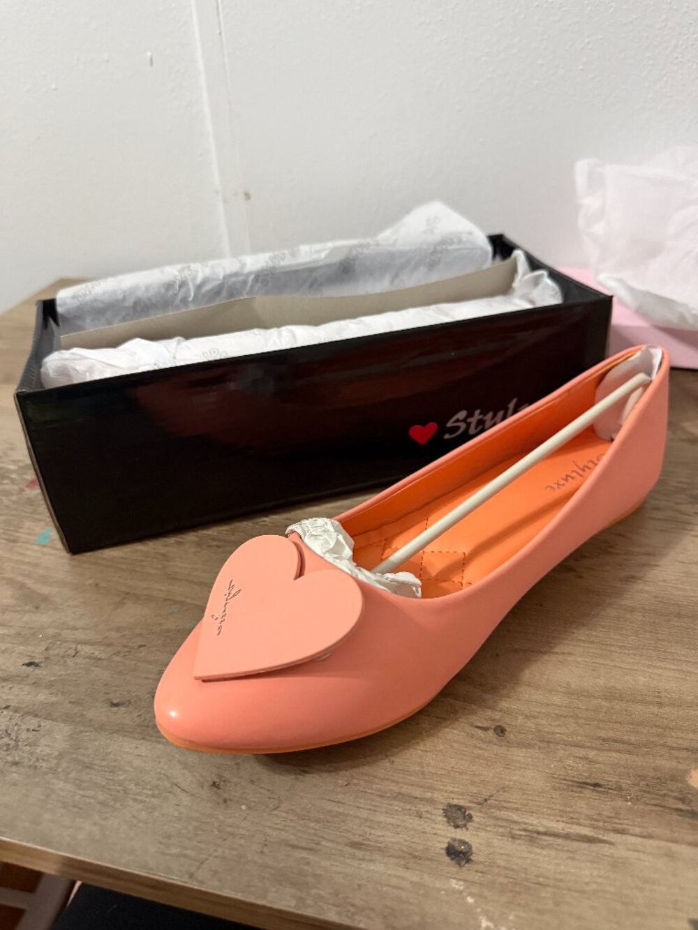 ✨ Styluxe Heart Accent Pointed Toe Ballet Flats 11